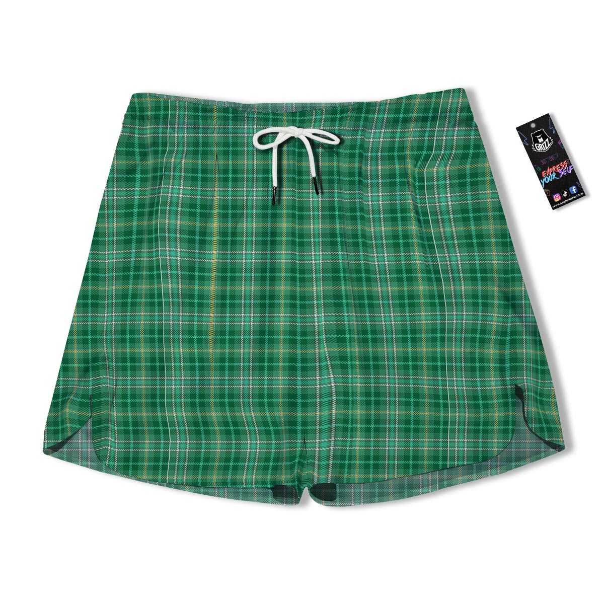 Scottish Plaid St. Patrick's Day Print Pattern Men's Running Shorts-grizzshop