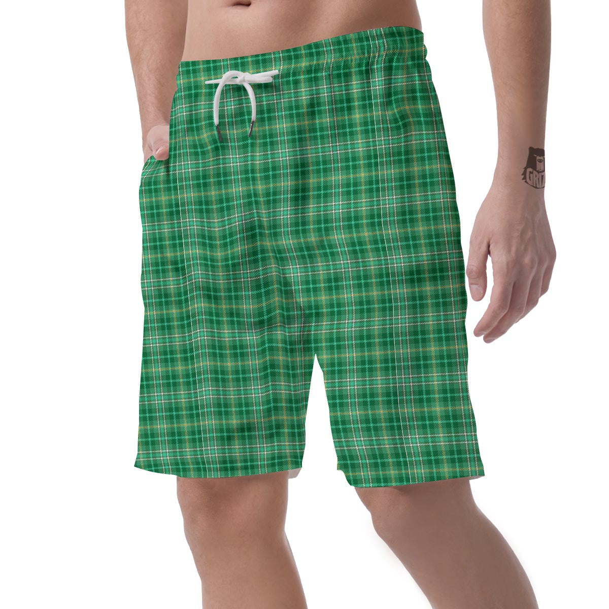 Scottish Plaid St. Patrick's Day Print Pattern Men's Shorts-grizzshop