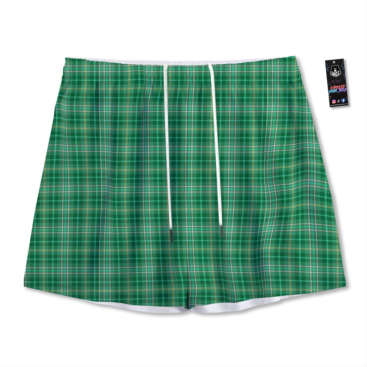 Scottish Plaid St. Patrick's Day Print Pattern Mesh Shorts