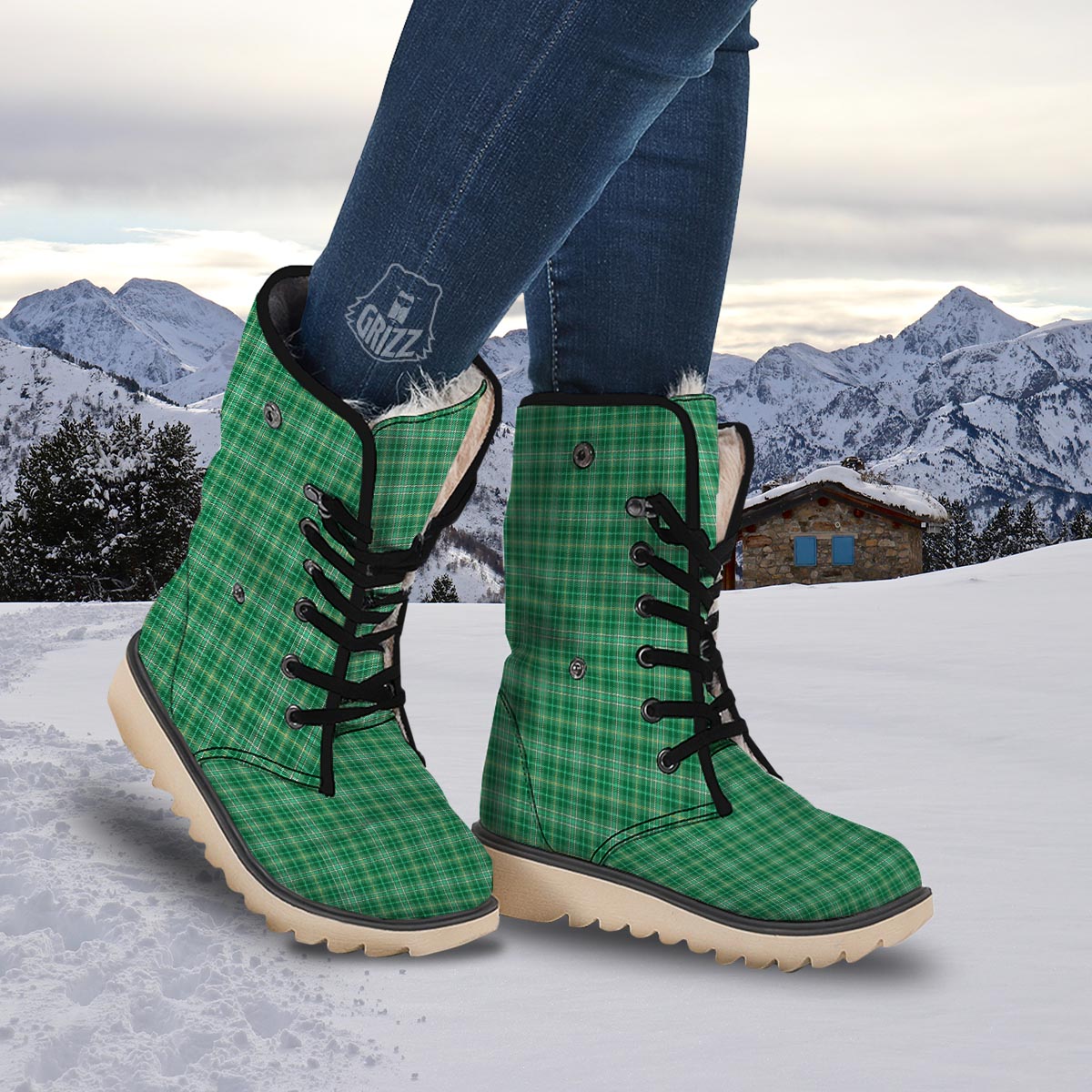 Scottish Plaid St. Patrick's Day Print Pattern Snow Boots-grizzshop