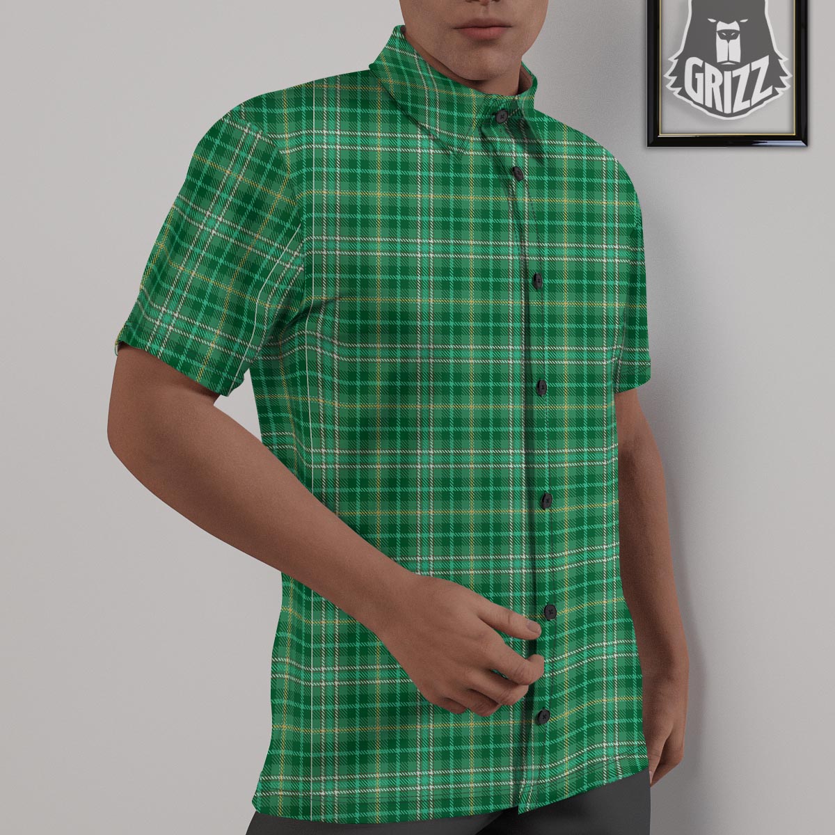 Scottish Plaid St. Patrick's Day Print Pattern Untucked Shirts-grizzshop