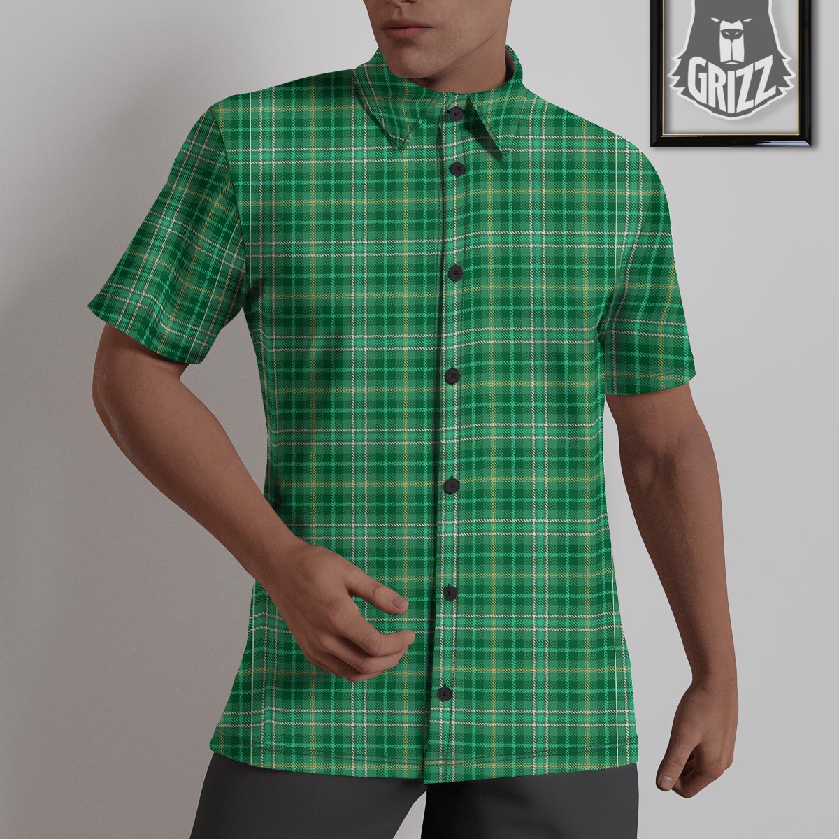 Scottish Plaid St. Patrick's Day Print Pattern Untucked Shirts-grizzshop