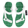 Scottish Plaid St. Patrick's Day Print Pattern White Open Toe Sandals-grizzshop