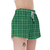 Scottish Plaid St. Patrick's Day Print Pattern Women's Shorts-grizzshop