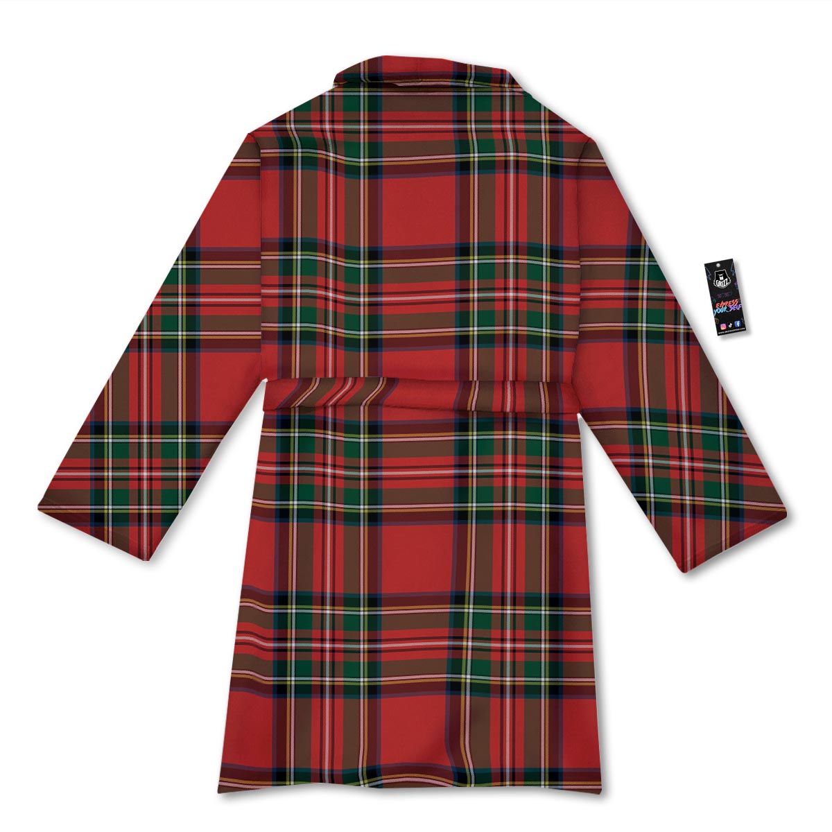Scottish Stewart Tartan Print Pattern Bathrobe-grizzshop