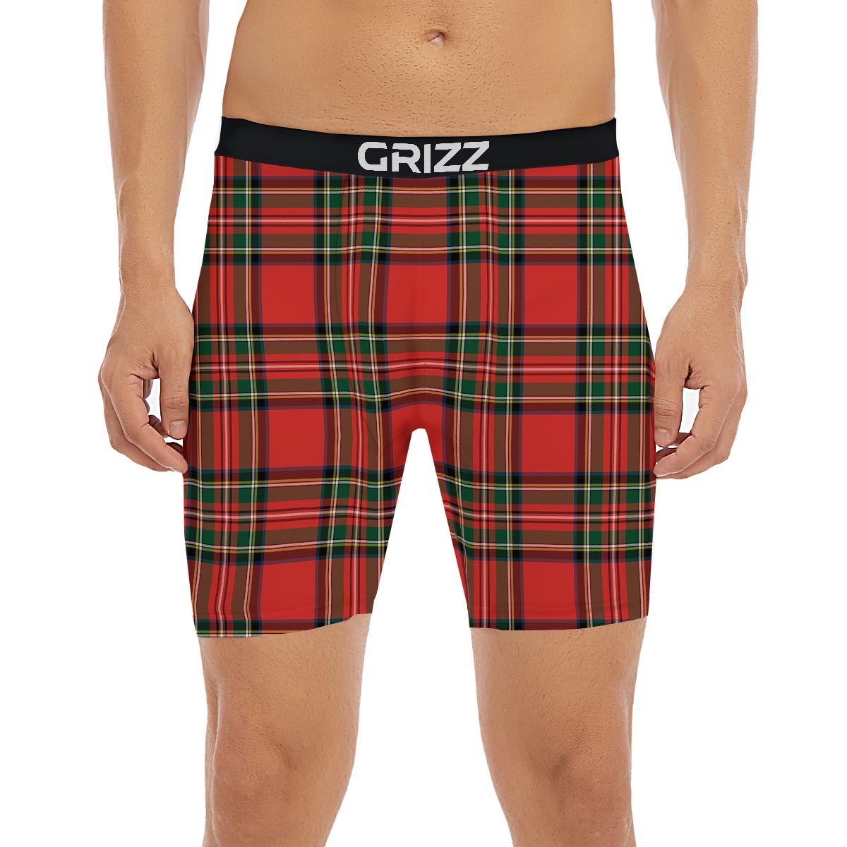 Scottish Stewart Tartan Print Pattern Boxer Briefs-grizzshop