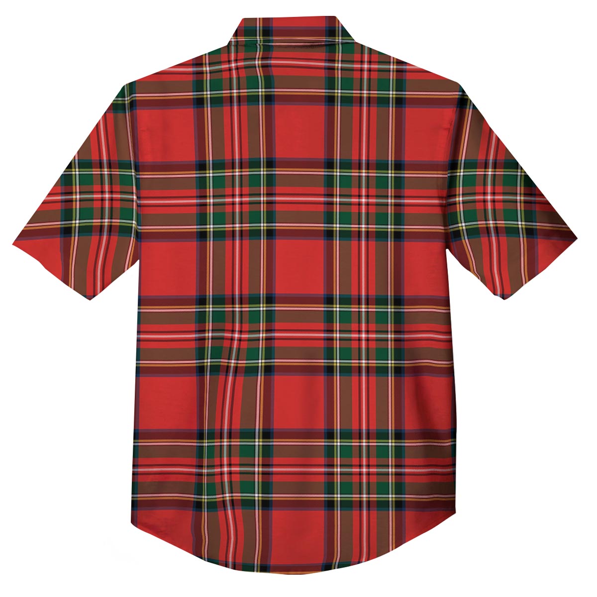 Scottish Stewart Tartan Print Pattern Button Up Shirt-grizzshop