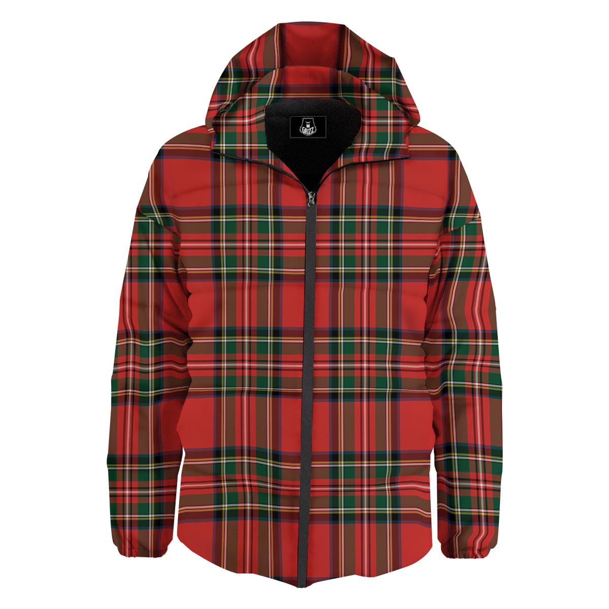 Scottish Stewart Tartan Print Pattern Down Jacket-grizzshop