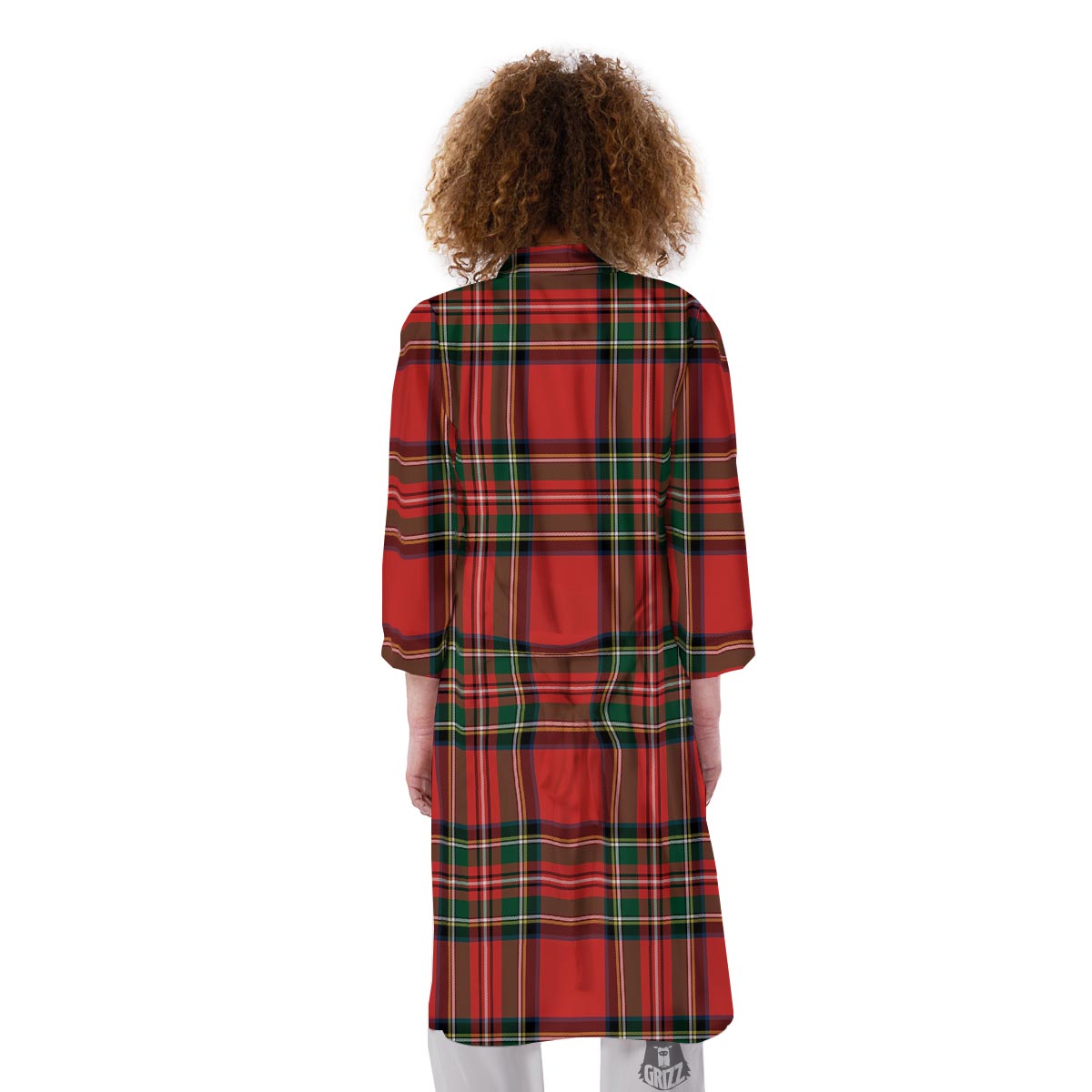 Scottish Stewart Tartan Print Pattern Kimono-grizzshop