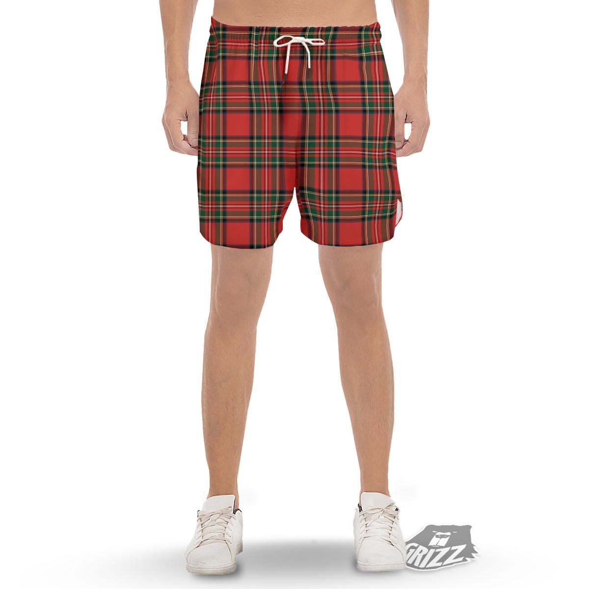 Scottish Stewart Tartan Print Pattern Men's Gym Shorts-grizzshop