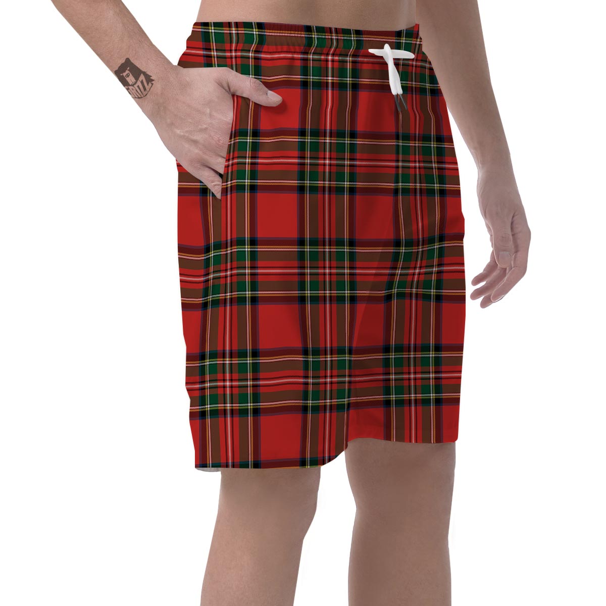 Scottish Stewart Tartan Print Pattern Men's Shorts-grizzshop