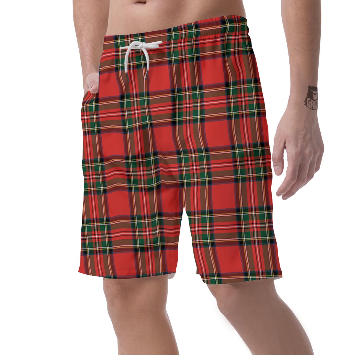 Scottish Stewart Tartan Print Pattern Men's Shorts-grizzshop