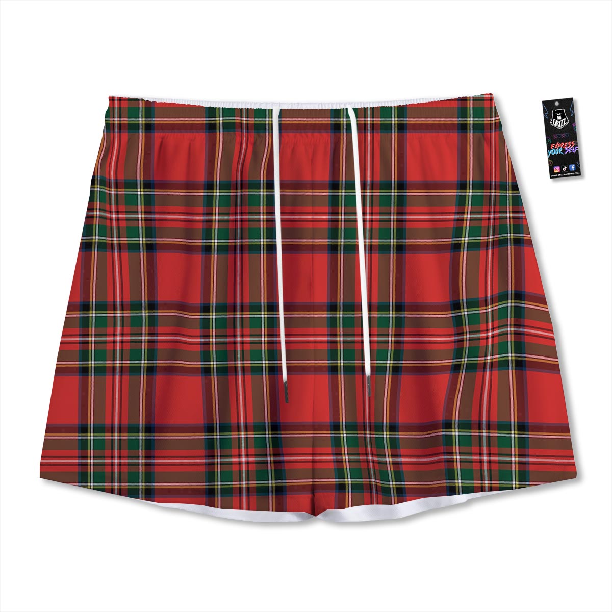 Scottish Stewart Tartan Print Pattern Mesh Shorts