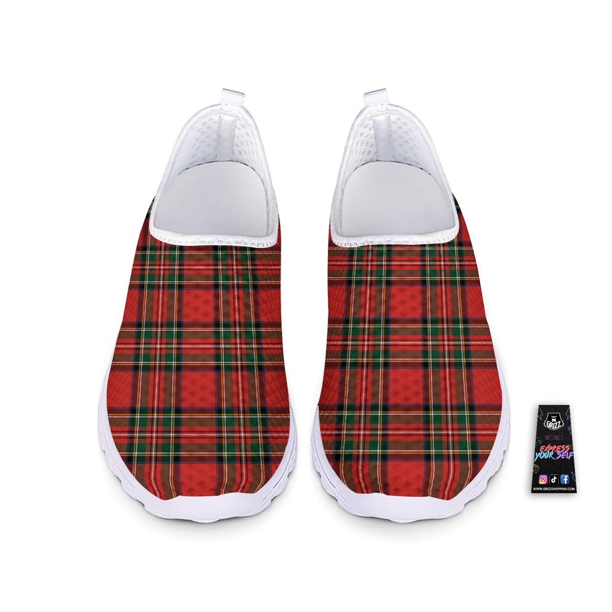 Scottish Stewart Tartan Print Pattern Nurse Shoes-grizzshop