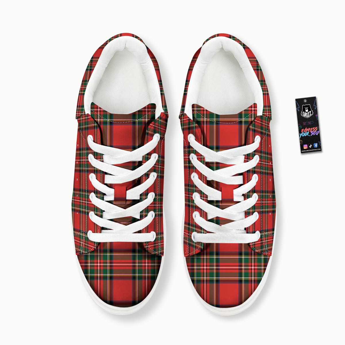 Scottish Stewart Tartan Print Pattern Platform Shoes-grizzshop