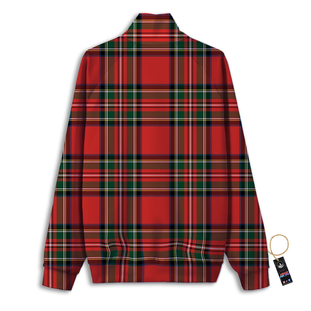 Scottish Stewart Tartan Print Pattern Track Jacket-grizzshop