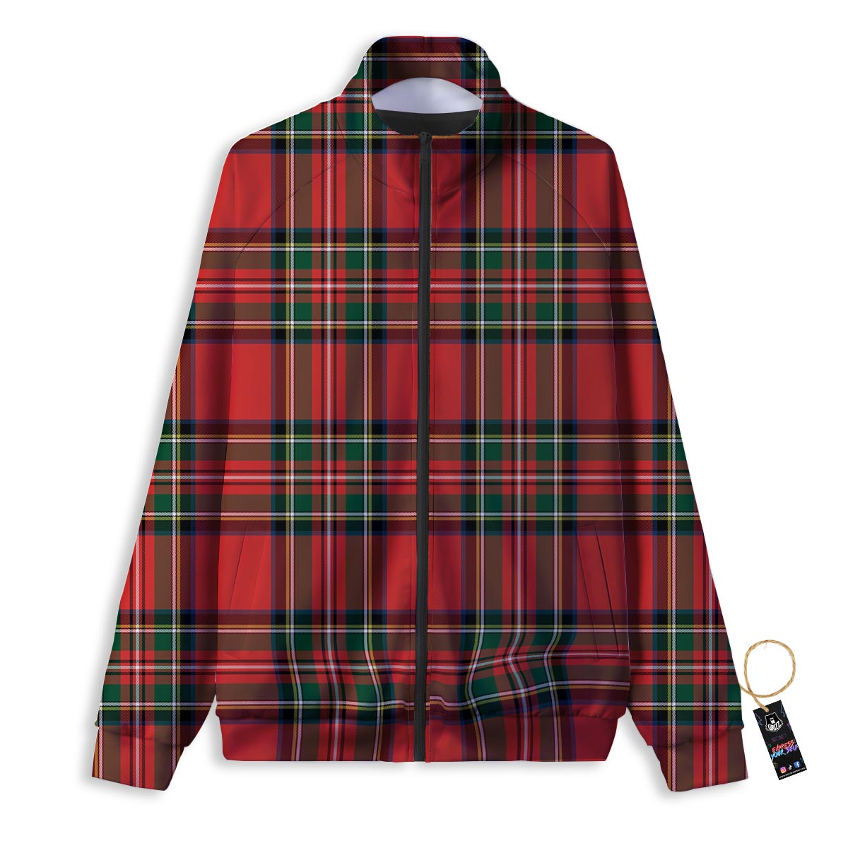 Scottish Stewart Tartan Print Pattern Track Jacket-grizzshop