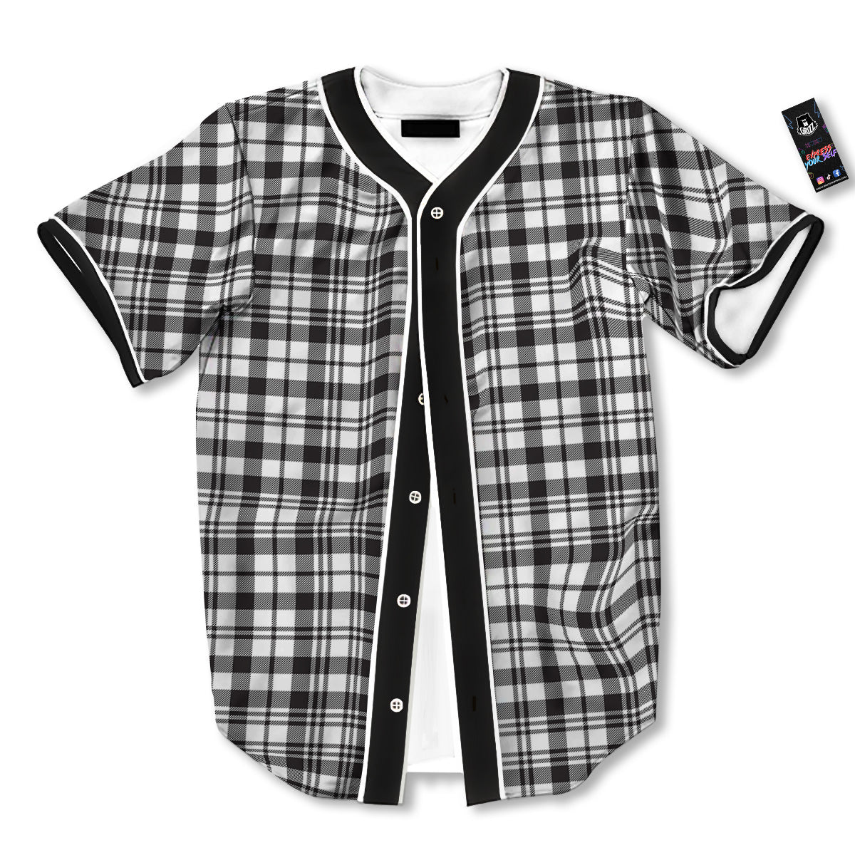 Scottish Tartan Black Watch Print Baseball Jersey-grizzshop