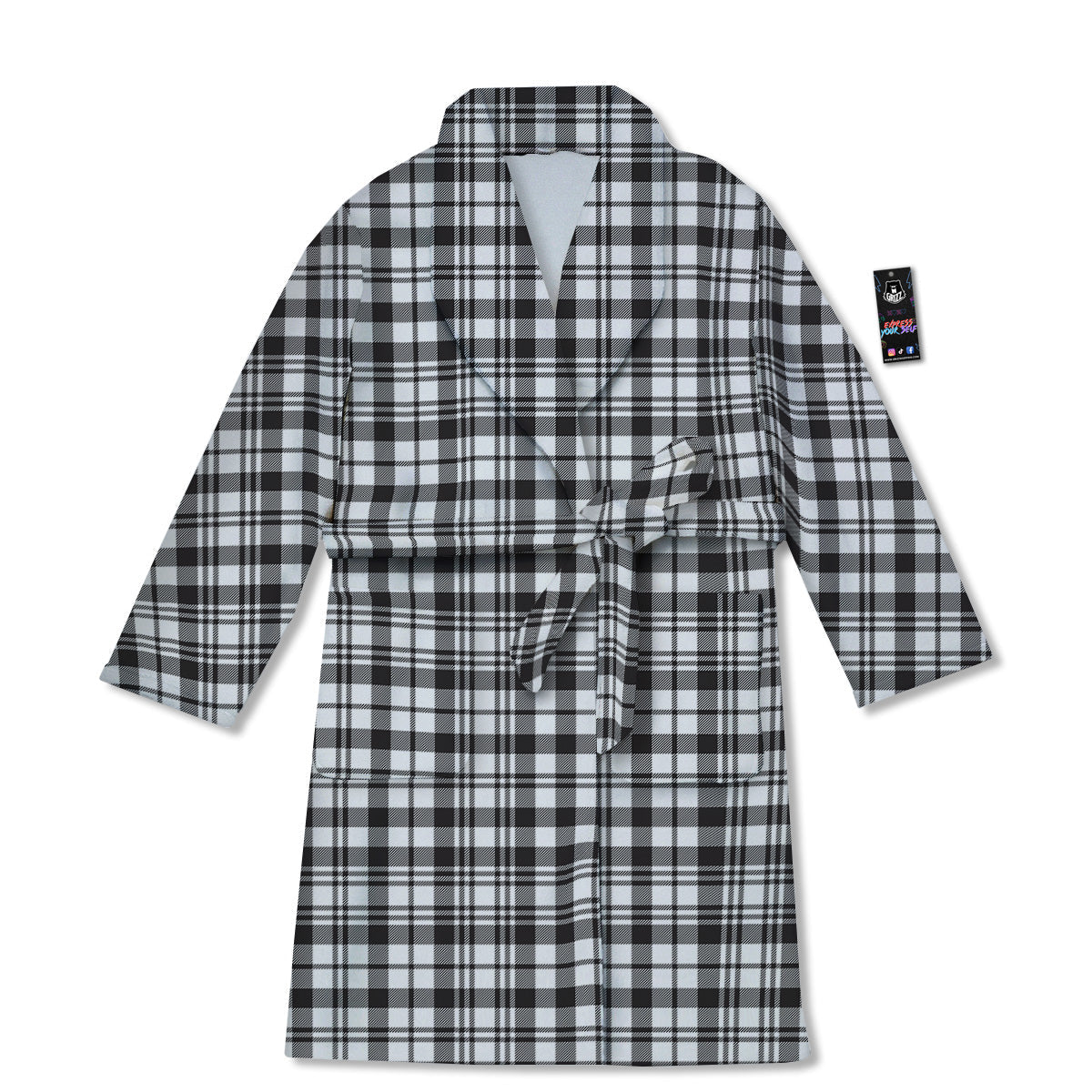 Scottish Tartan Black Watch Print Bathrobe-grizzshop