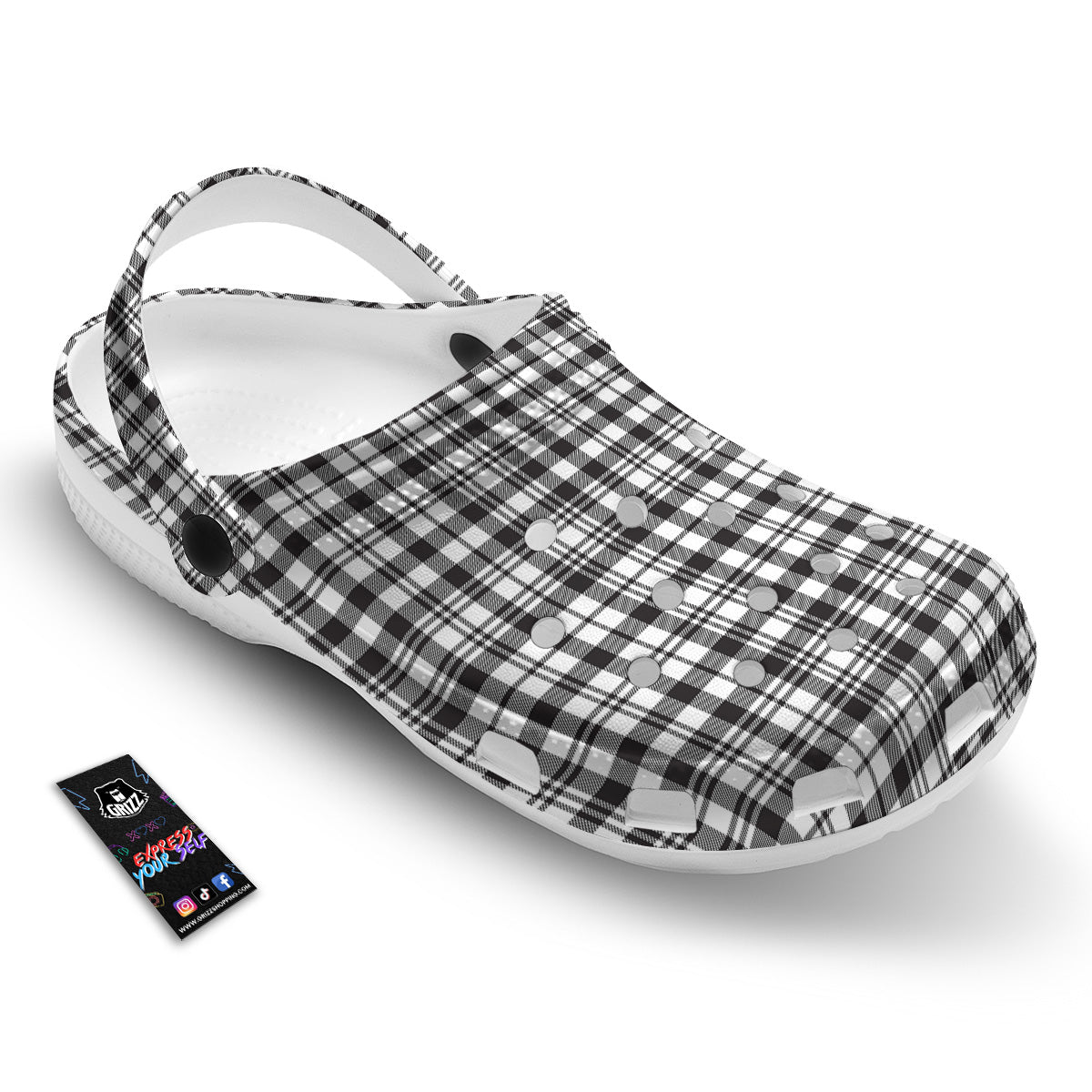 Scottish Tartan Black Watch Print Clog-grizzshop
