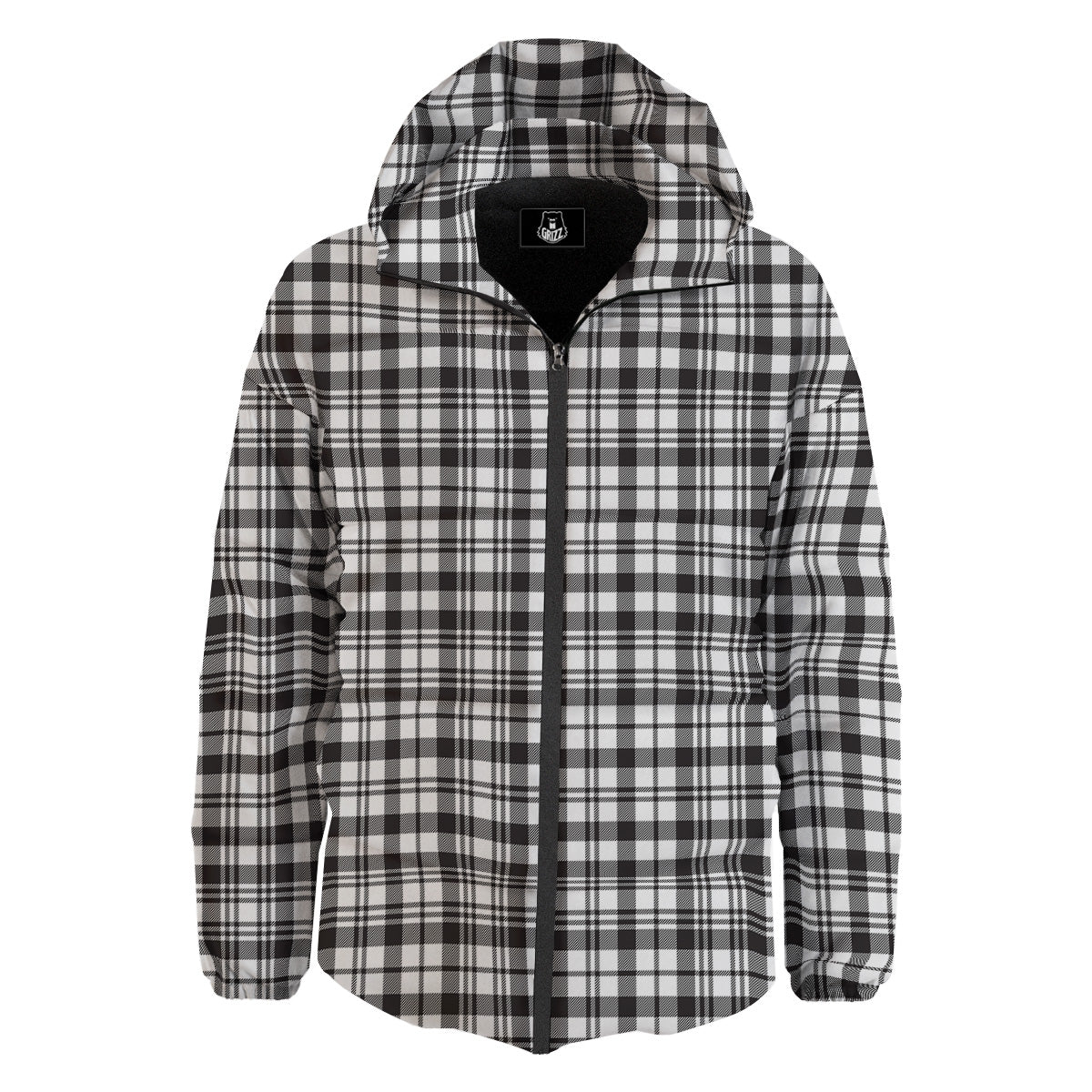 Scottish Tartan Black Watch Print Down Jacket-grizzshop