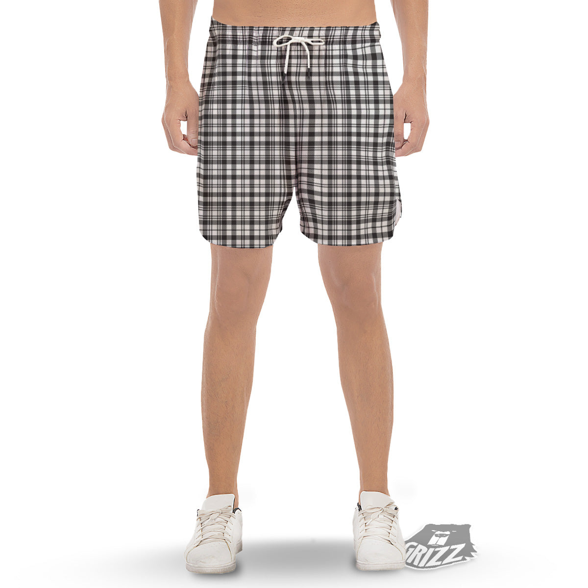Scottish Tartan Black Watch Print Men's Gym Shorts-grizzshop
