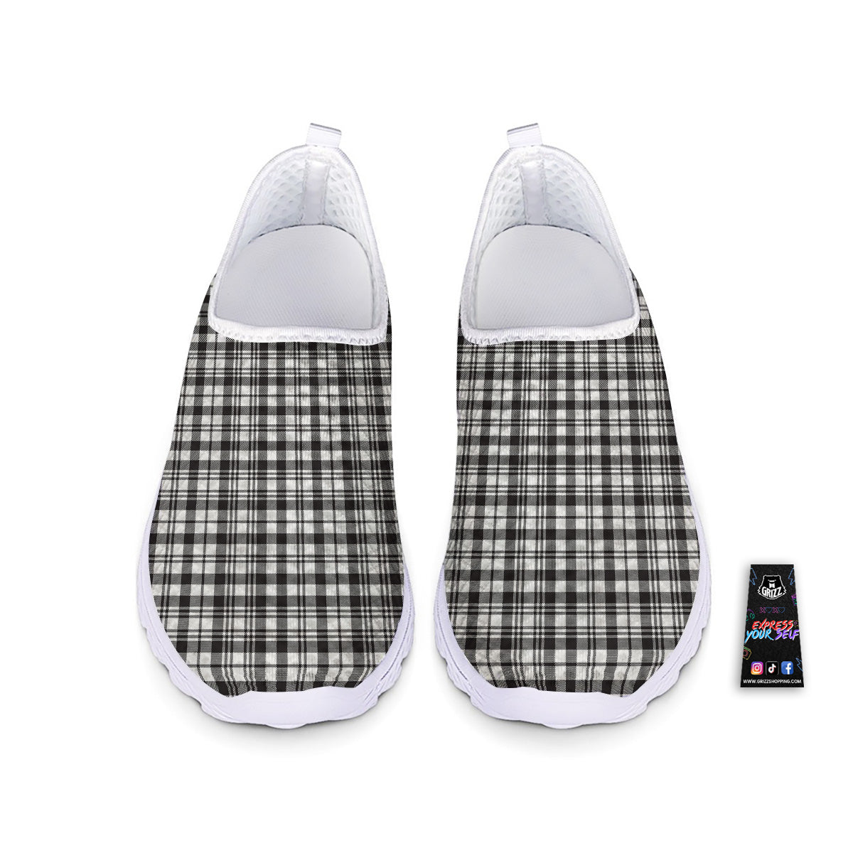 Scottish Tartan Black Watch Print Nurse Shoes-grizzshop