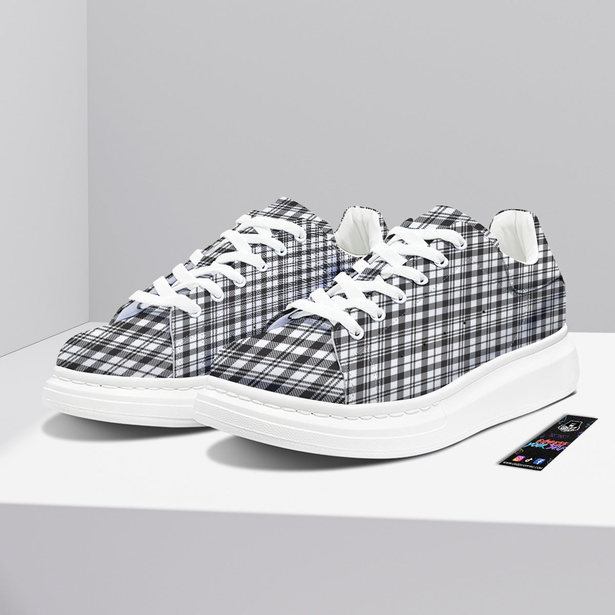 Scottish Tartan Black Watch Print Platform Shoes-grizzshop