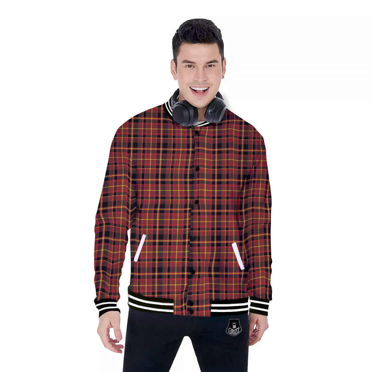 Scottish Tartan Clan Wallace Print Baseball Jacket-grizzshop