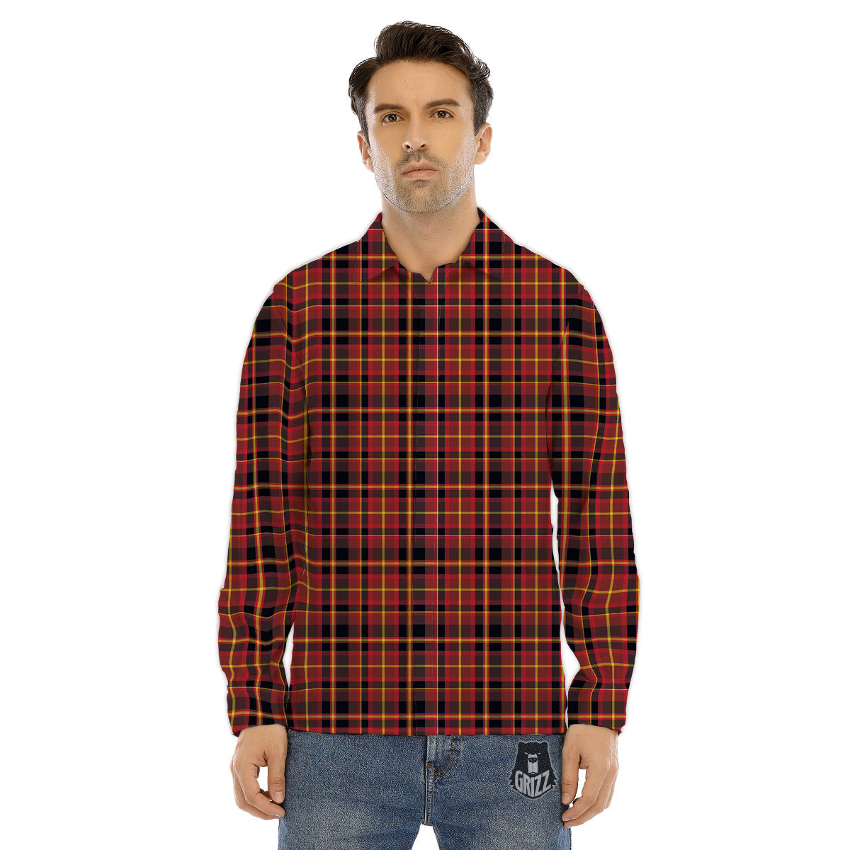 Scottish Tartan Clan Wallace Print Men's Dress Shirts-grizzshop