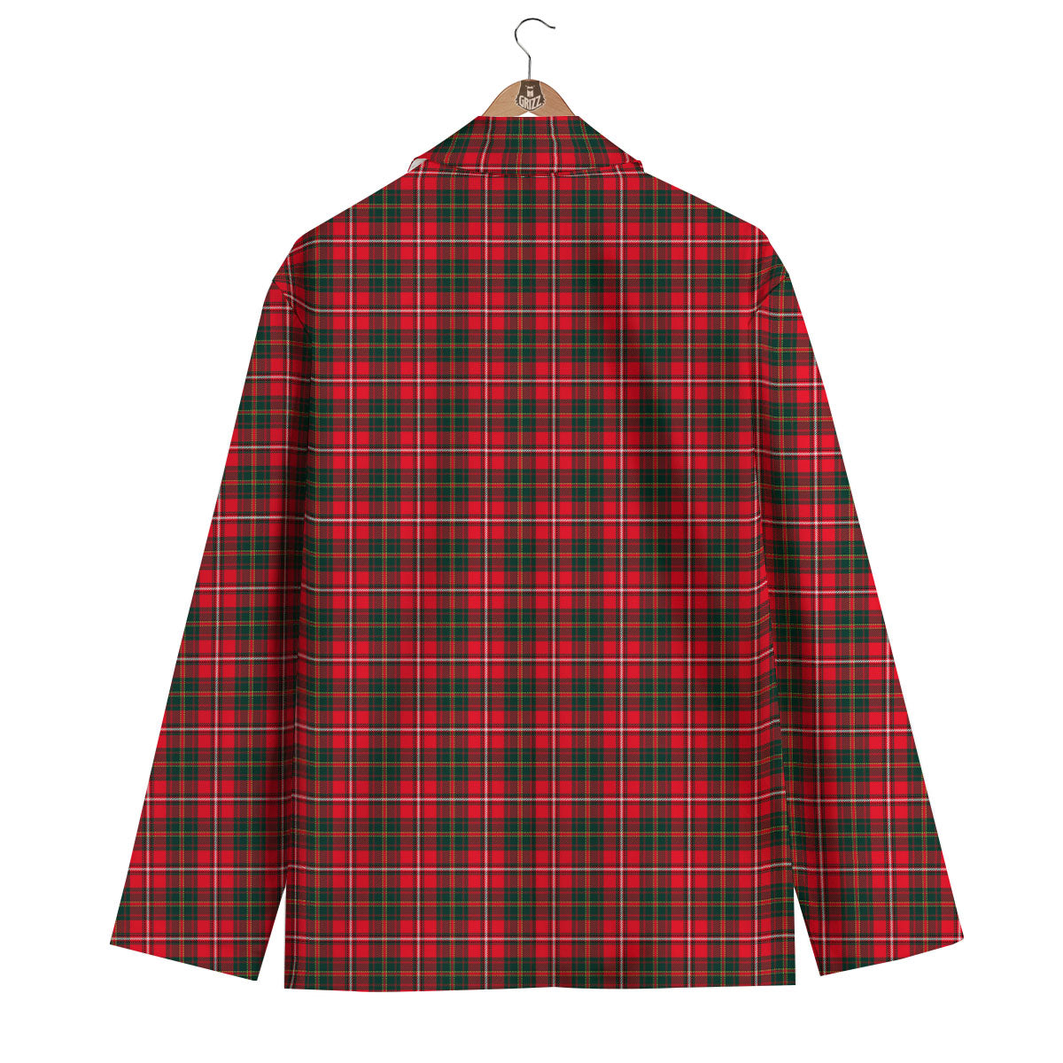 Scottish Tartan Green And Red Print Men's Blazer-grizzshop