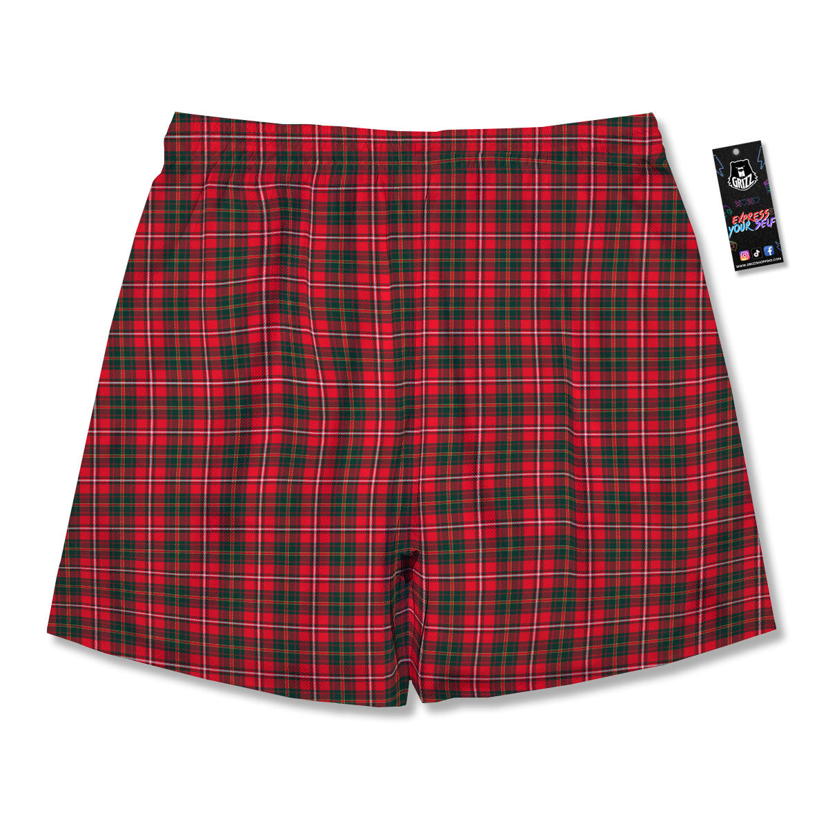 Scottish Tartan Green And Red Print Men's Running Shorts-grizzshop