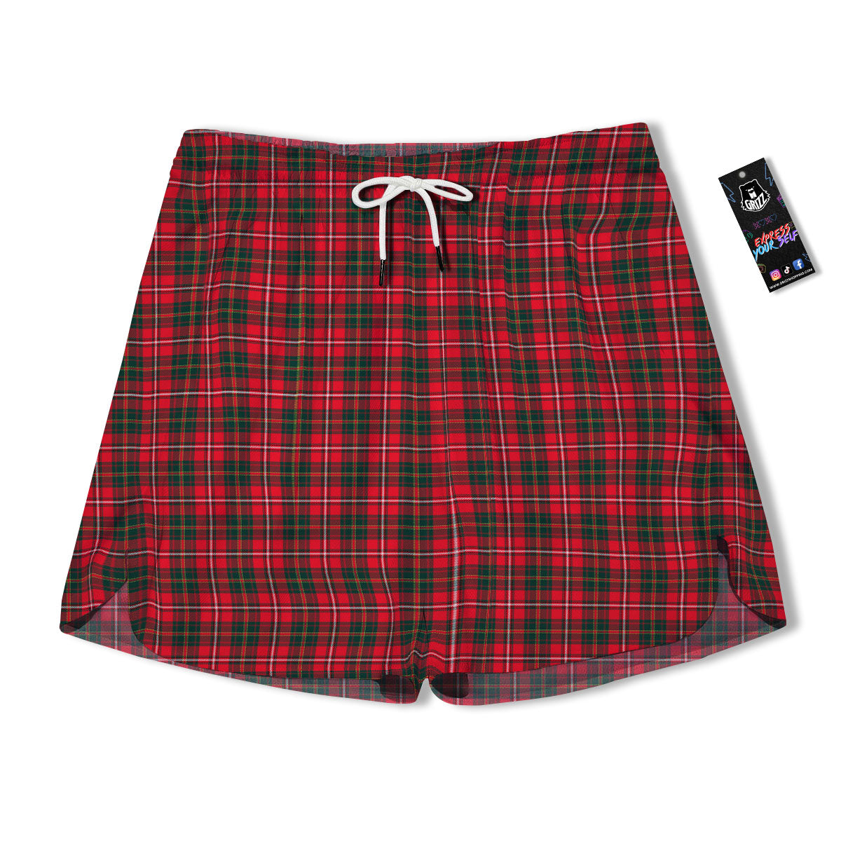 Scottish Tartan Green And Red Print Men's Running Shorts-grizzshop