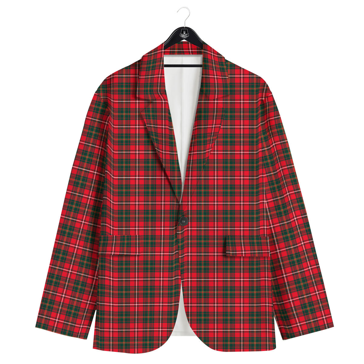 Scottish Tartan Green And Red Print Men's Sport Coat-grizzshop