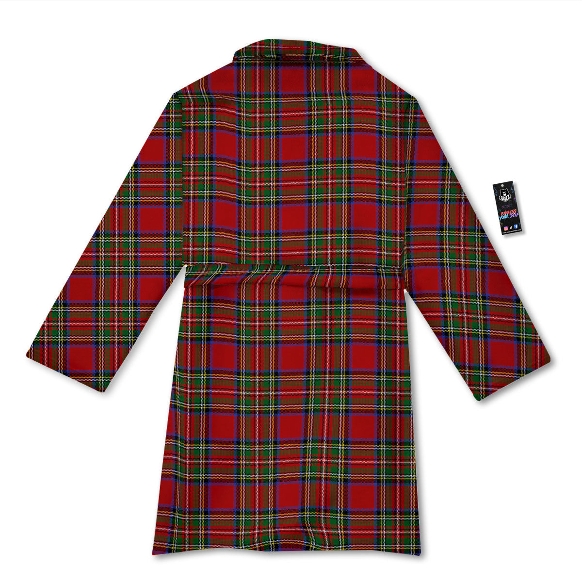 Scottish Tartan Pixel Stewart Print Pattern Bathrobe-grizzshop