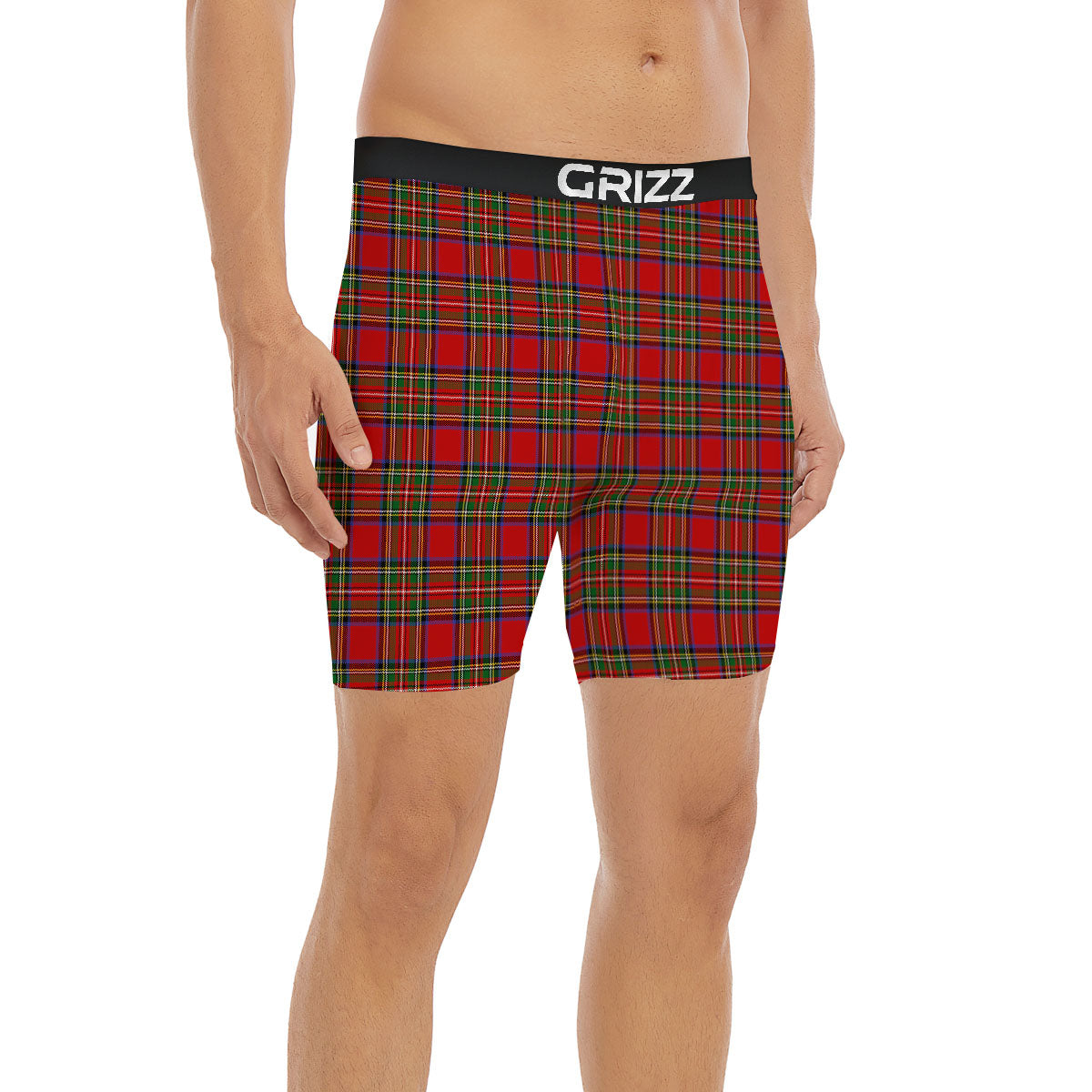 Scottish Tartan Pixel Stewart Print Pattern Boxer Briefs-grizzshop