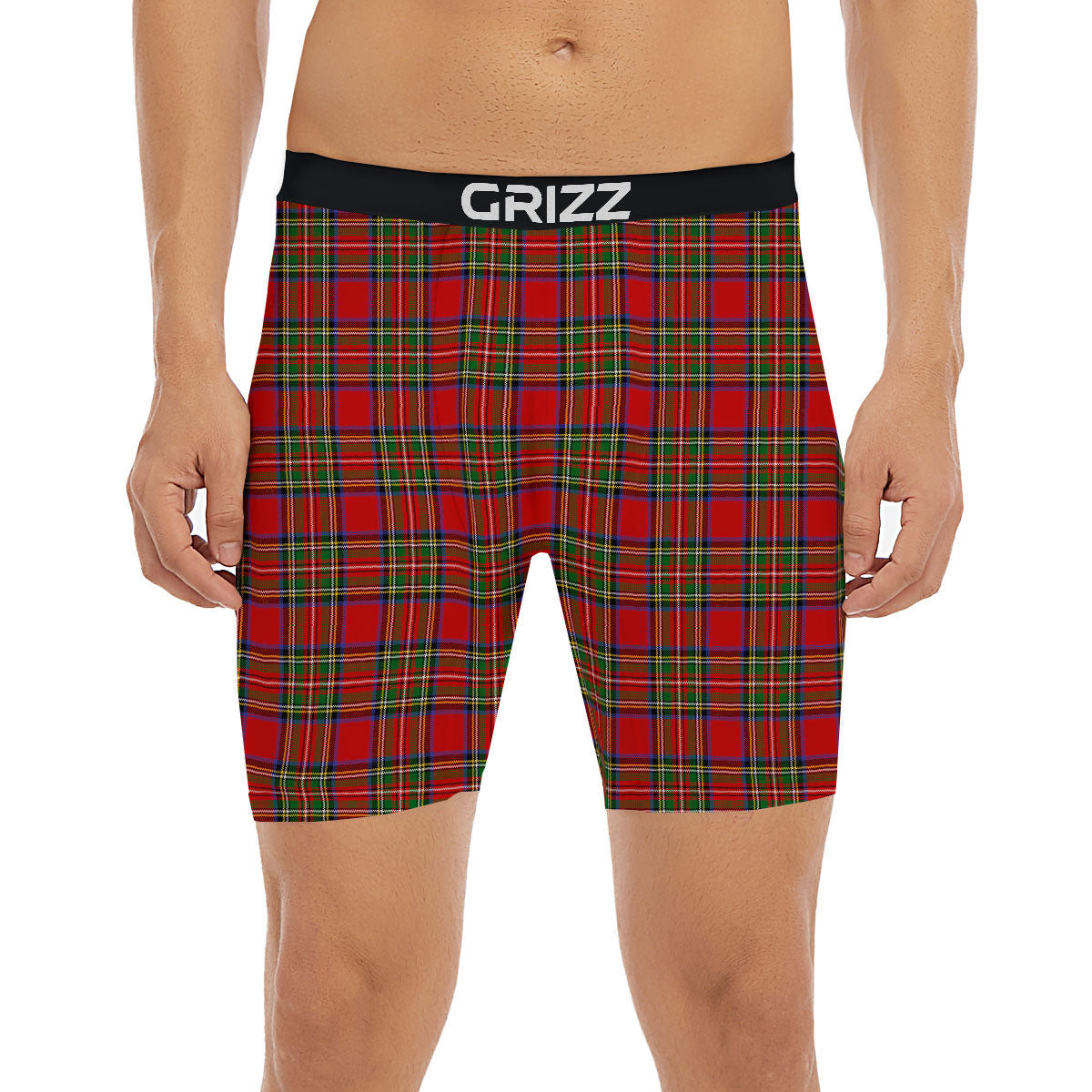 Scottish Tartan Pixel Stewart Print Pattern Boxer Briefs-grizzshop