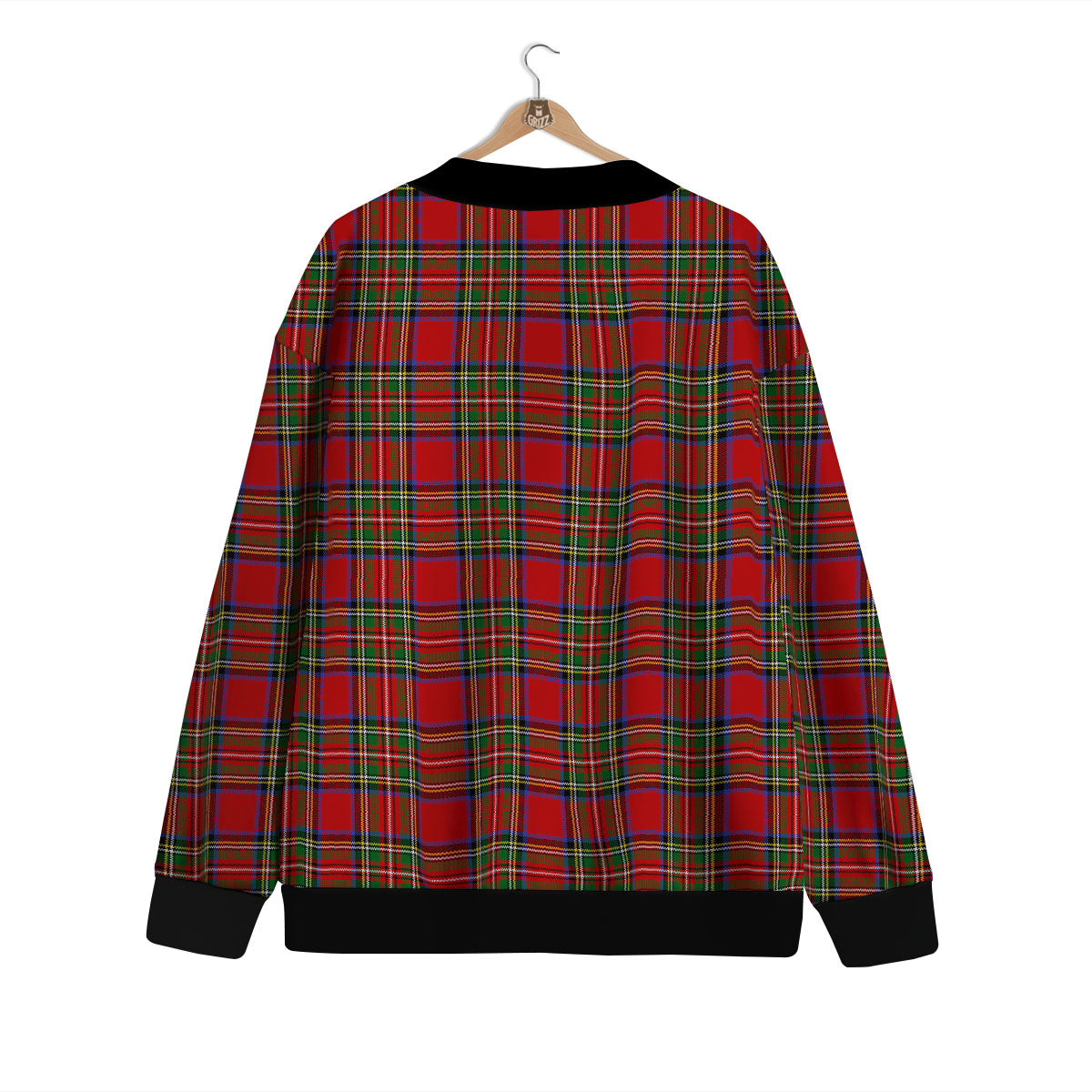 Scottish Tartan Pixel Stewart Print Pattern Cardigan-grizzshop