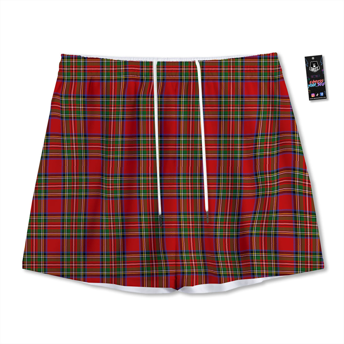Scottish Tartan Pixel Stewart Print Pattern Mesh Shorts