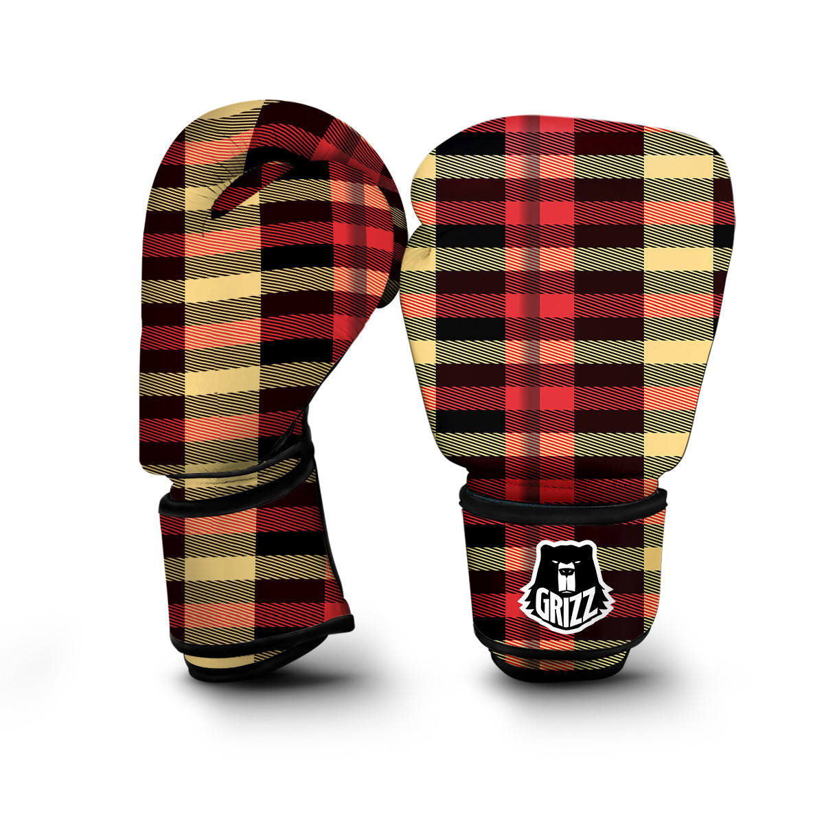 Scottish Tartan Red Yellow Plaid Boxing Gloves-grizzshop