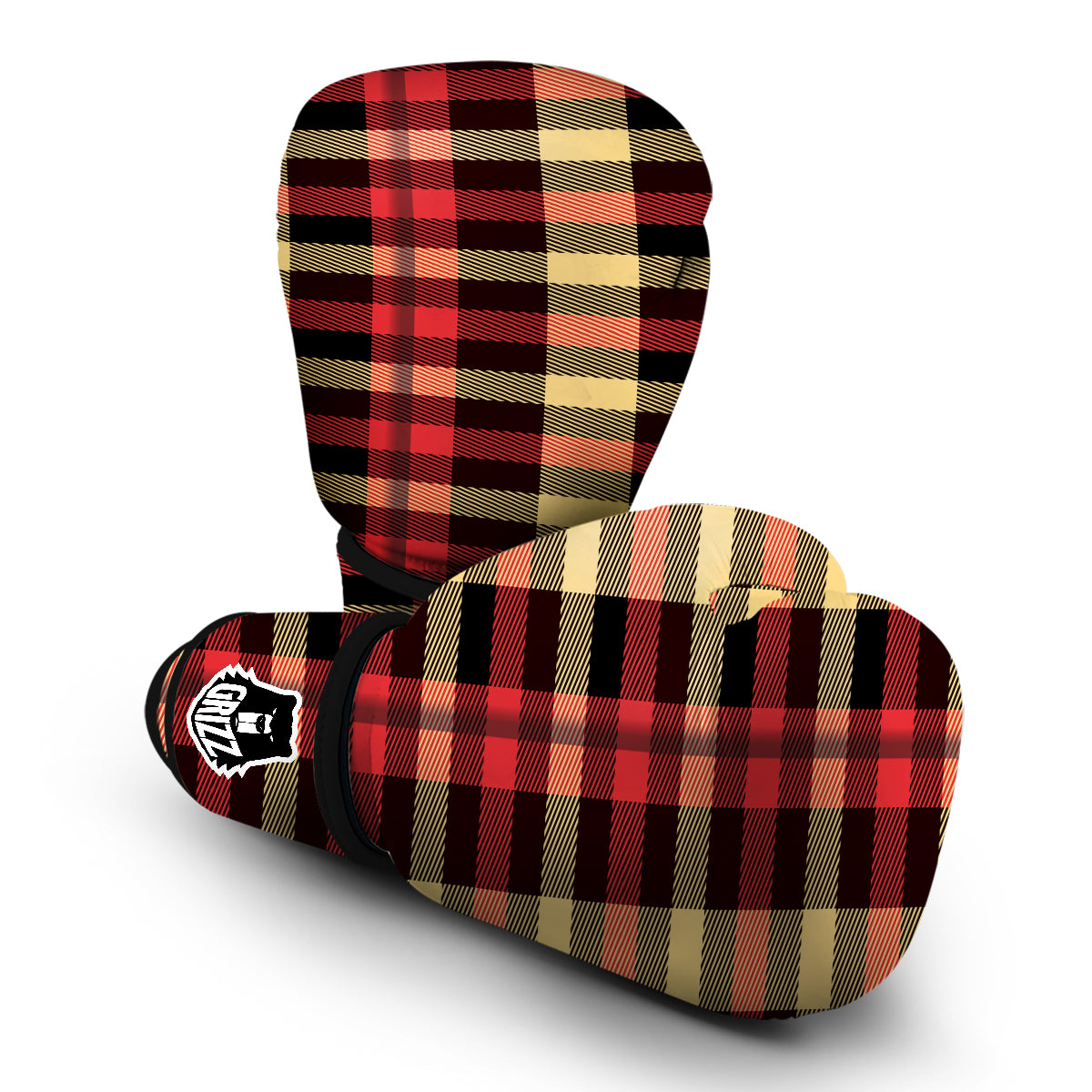 Scottish Tartan Red Yellow Plaid Boxing Gloves-grizzshop