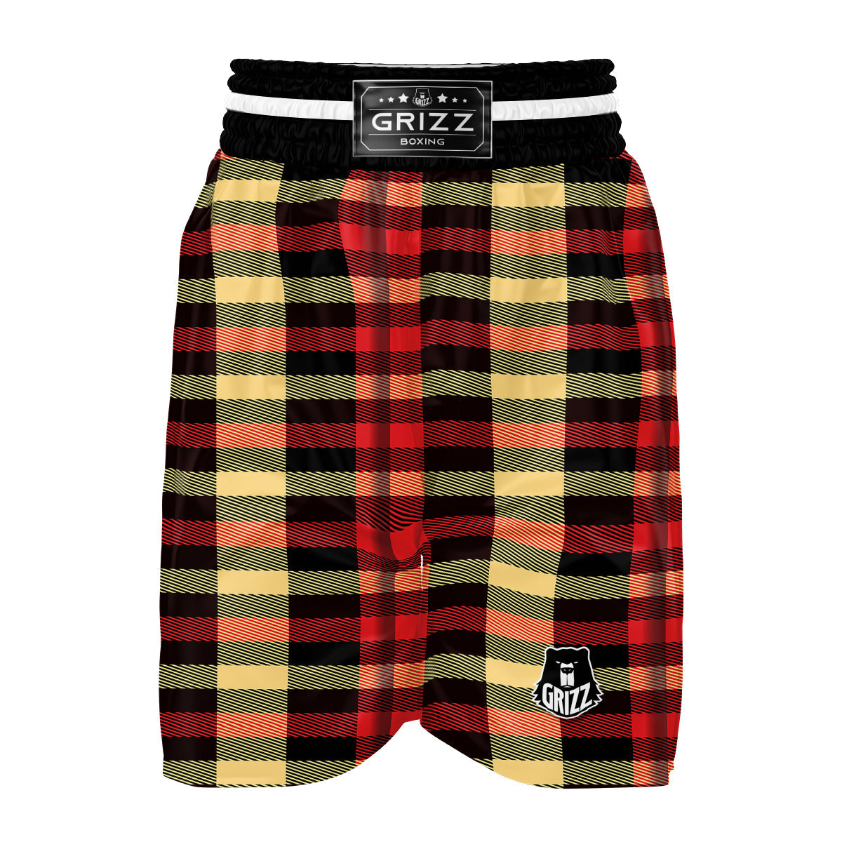 Scottish Tartan Red Yellow Plaid Boxing Shorts-grizzshop