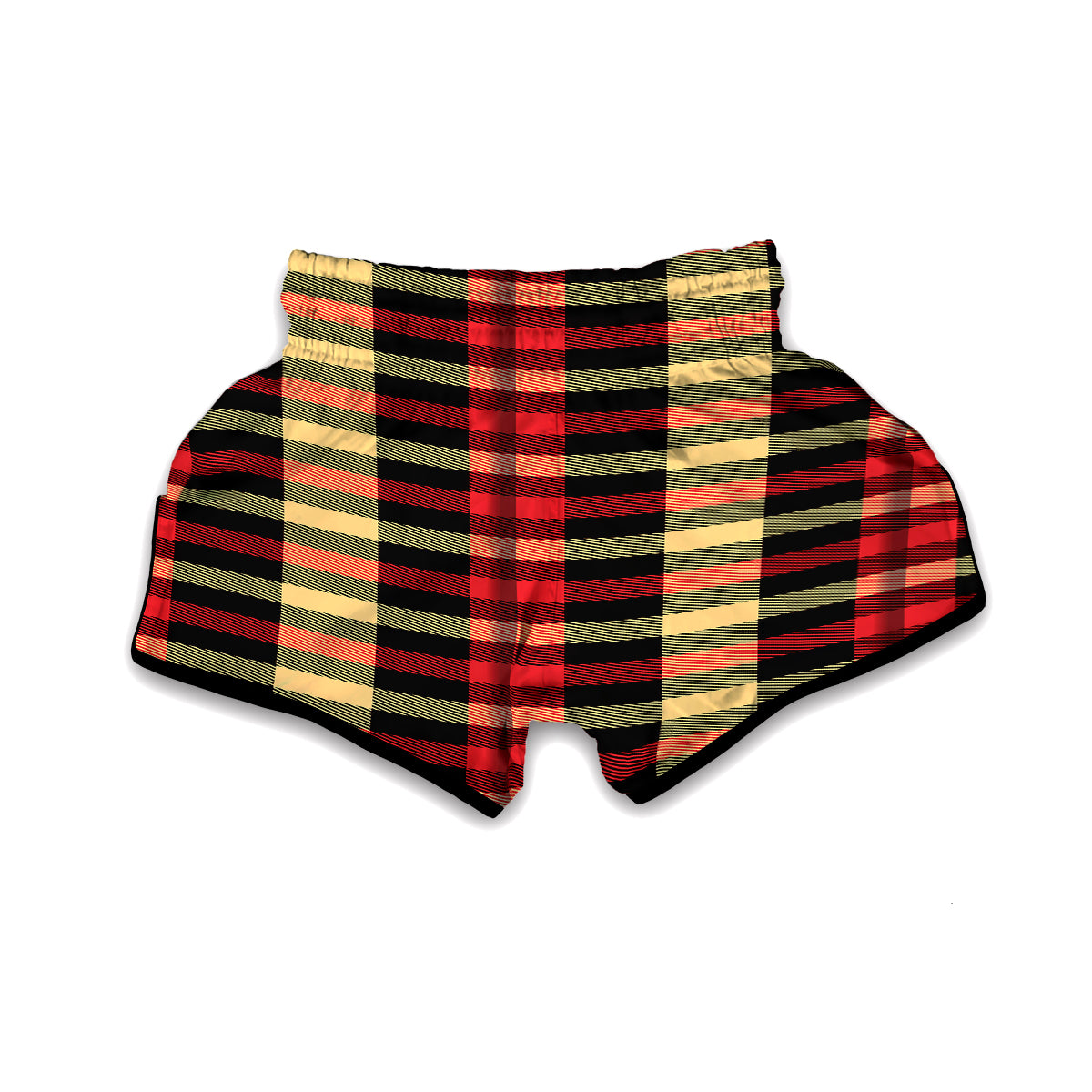 Scottish Tartan Red Yellow Plaid Muay Thai Boxing Shorts-grizzshop