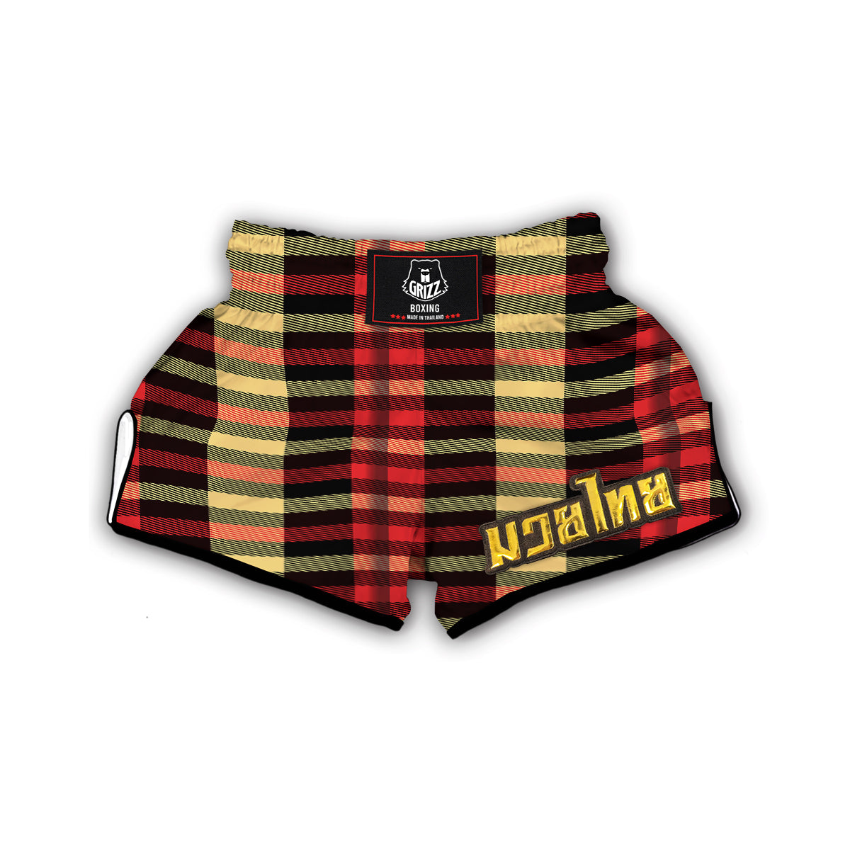 Scottish Tartan Red Yellow Plaid Muay Thai Boxing Shorts-grizzshop