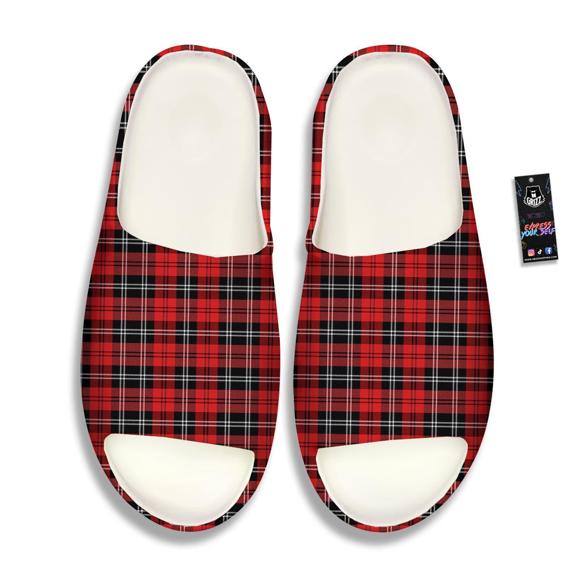 Scottish Plaid Red Black And White Print Pattern Sandals-grizzshop