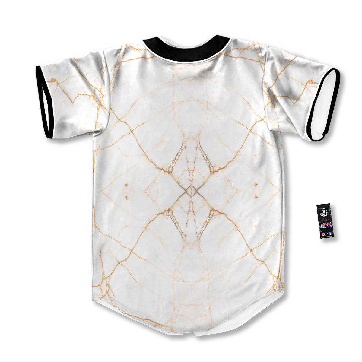 Scratch Marble White Gold Print Pattern Baseball Jersey-grizzshop