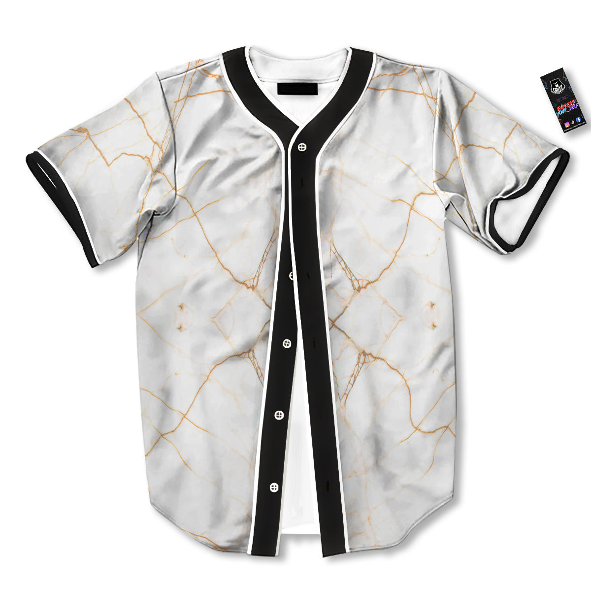 Scratch Marble White Gold Print Pattern Baseball Jersey-grizzshop