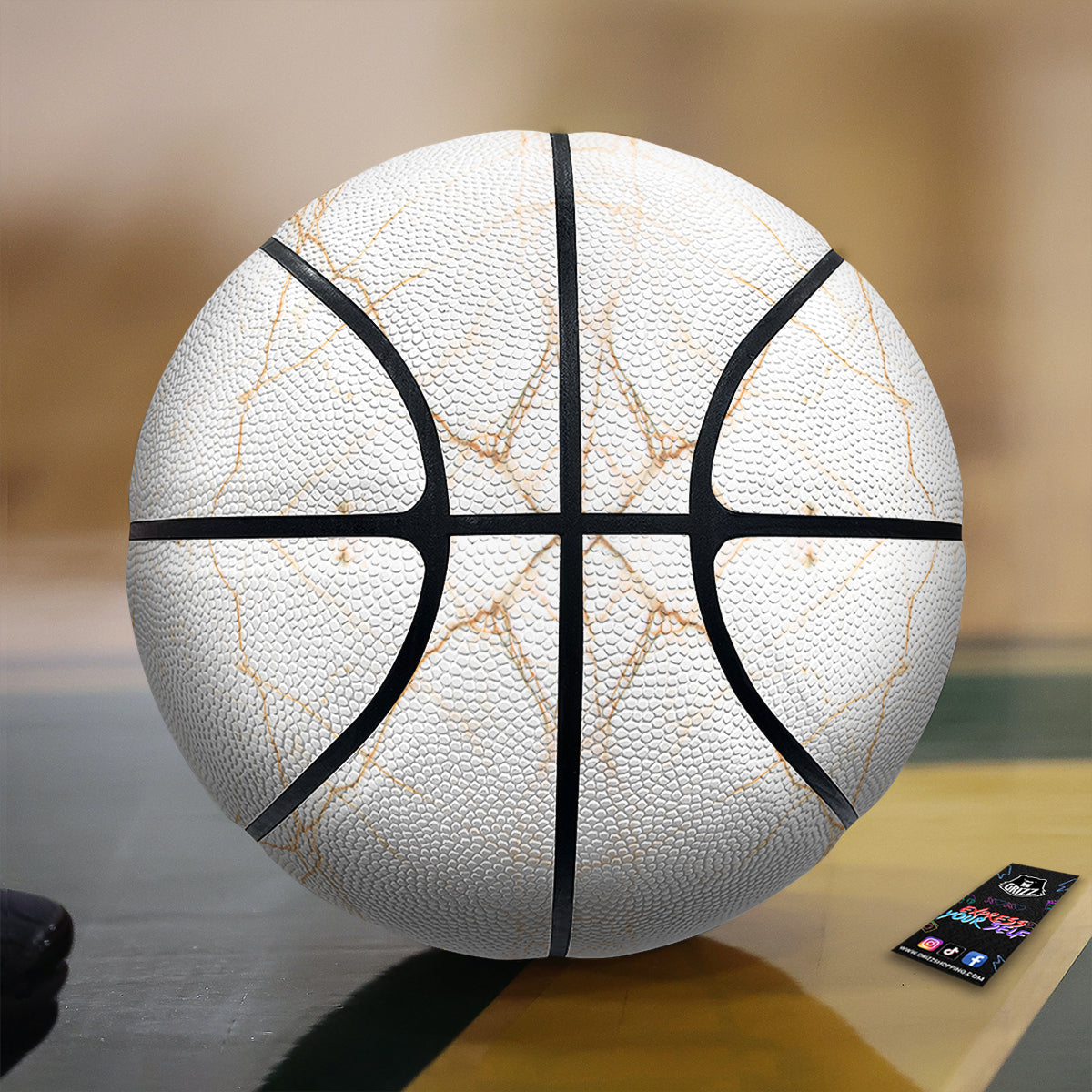 Scratch Marble White Gold Print Pattern Basketball