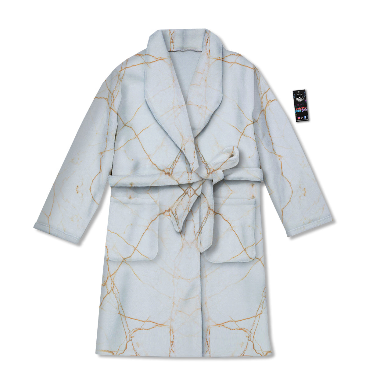 Scratch Marble White Gold Print Pattern Bathrobe-grizzshop