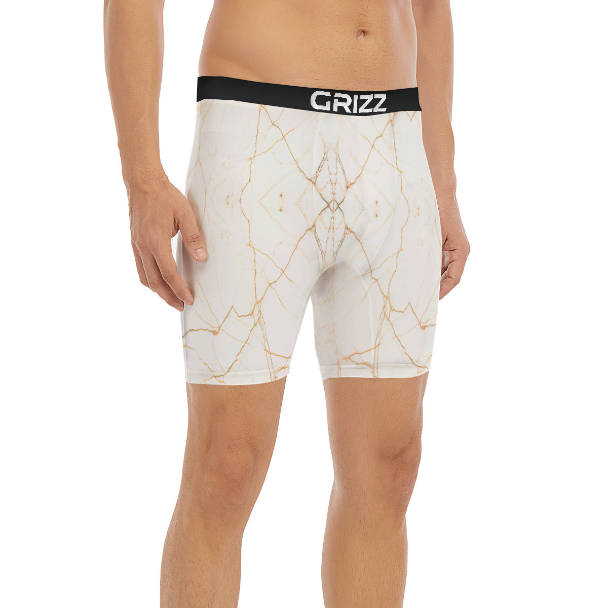 Scratch Marble White Gold Print Pattern Boxer Briefs-grizzshop